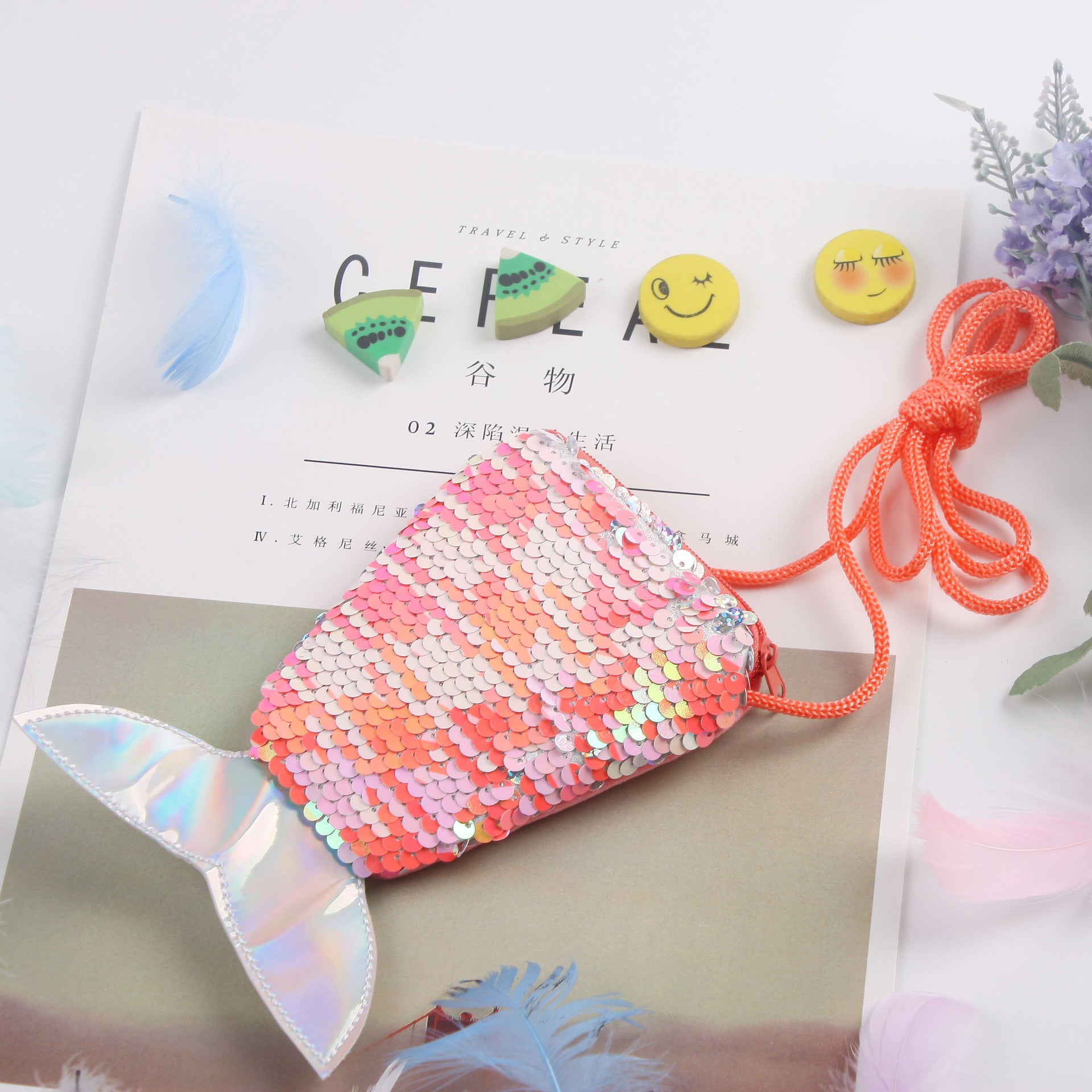 Wholesale Mermaid Tail Sequins Kids Shoulder Bag